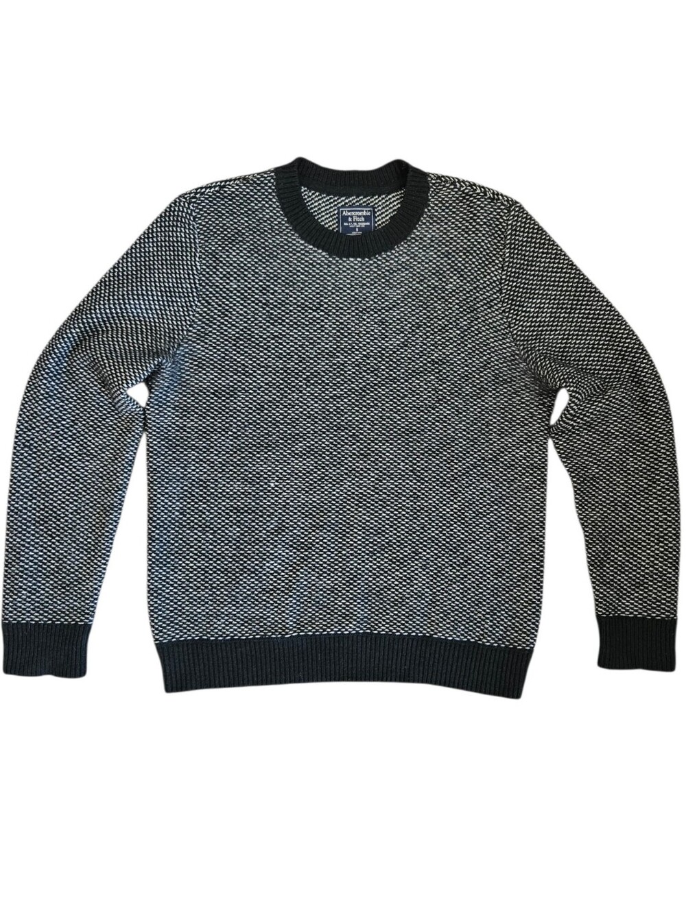 Abercrombie & Fitch Mens Alpaca Blend Birds Eye Pattern Crew Neck Sweater Sz Sm